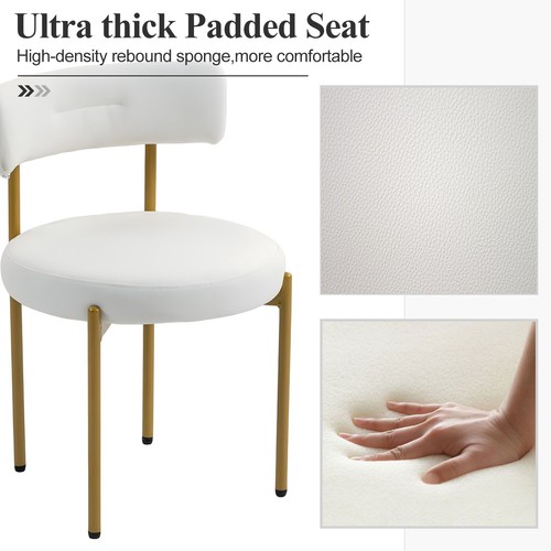 2 or 4 Pcs Boucle Dining Chairs modern Curved backrest Metal legs living room - Picture 15 of 37