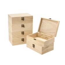 6 Pack Unfinished Wood box with Lid Crafts Wooden Box for DIY Arts Project 8...