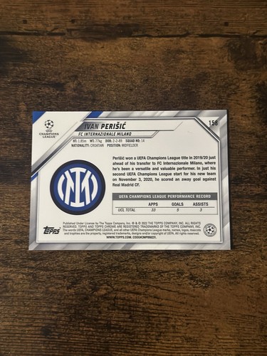 2021-22 Topps Chrome UCL - Ivan Perisic #158 Black & White RayWave Refractor - Picture 2 of 2