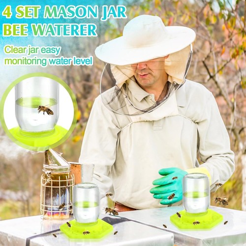 4 Pack Bee Feeder for Mason Jar Bee Watering Station Garden Silicone Sugar Water - Picture 5 of 6
