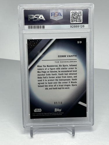 2022 Topps Star Wars Chrome Black 59 Cobb Vanth Magenta Refractor 02/10 PSA 10 - Picture 2 of 2