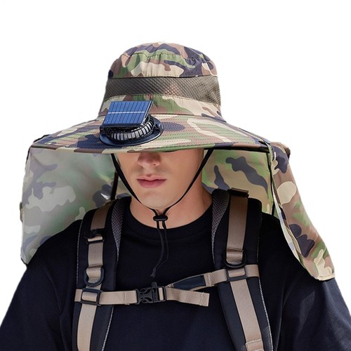 Solar & USB Powered Fan Waterproof Outdoor Fishing Hat Sunscreen Dual Fan - Picture 11 of 12