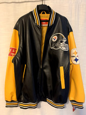 NFL Pittsburgh Steelers Varsity Bomber Leather Jacket XXL -New with Tags