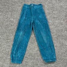 Vintage OshKosh B'gosh Corduroy Pants Kids 6S Teal Blue USA Pleated Chino Boys