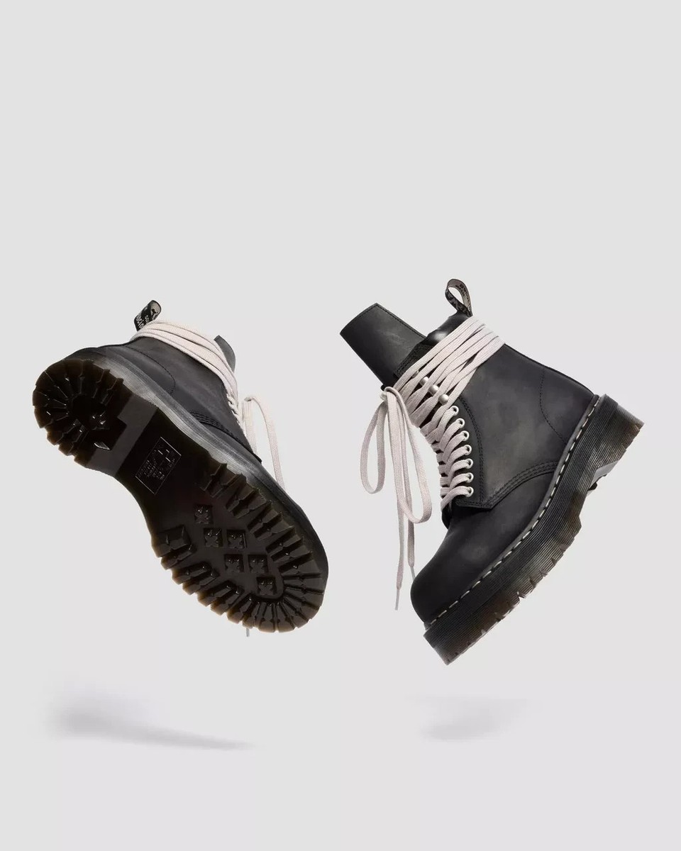 DR. MARTENS X RICK OWENS FW25 QUAD SOLE STEEL TOE BOOT OILY NUBUCK