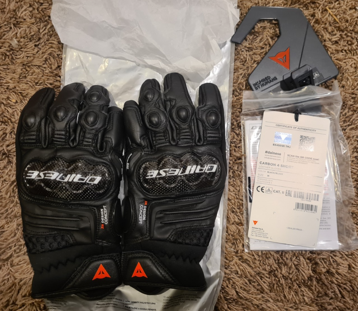 Dainese Carbon 4 Short Black/Black Motorcycle Leather Gloves