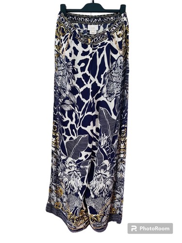 Camilla Wide Leg Waisted Pants in Wheres Your Head At, 100% Silk, Size Small - Picture 7 of 12