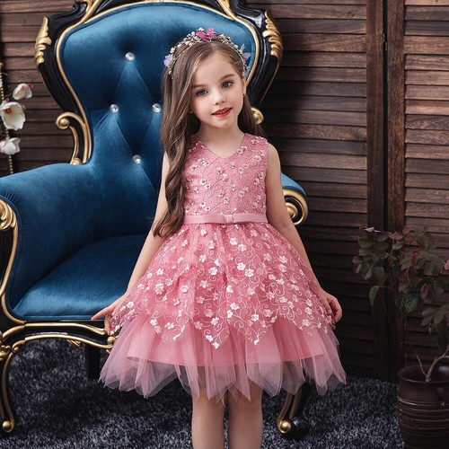 Girls Princess dressess little girls flowers party dress for wedding birthday - Picture 30 of 44