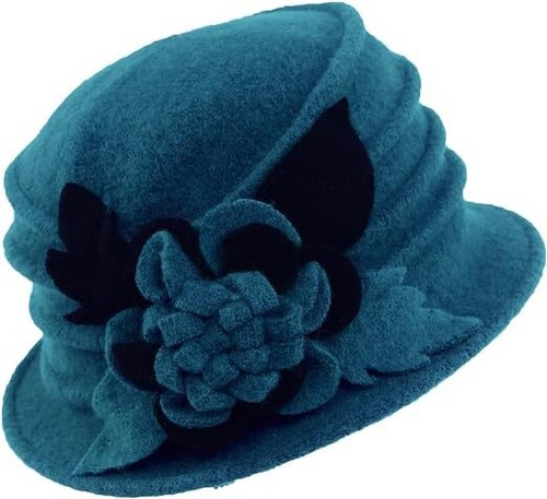 Women's Vintage Floral Wool Dress Cloche Winter Hat 1920s - Picture 19 of 19