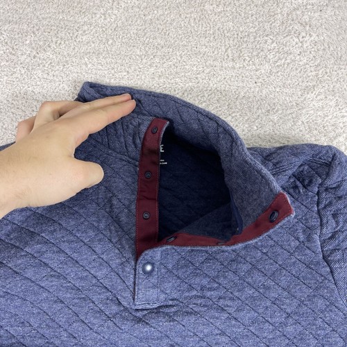 Rhone Quilted Pullover Mens Medium Blue 1/4 Snap Casual Cotton Blend Gramercy - Picture 11 of 14