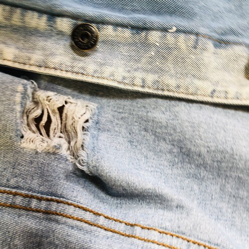 Rolling Paper Gr. S Denim Jeansjacke Distressed Farbspritzer gebleicht gerissen - Bild 7 von 10