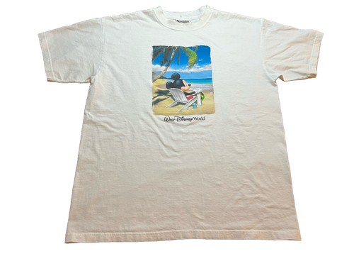 Walt Disney World T-Shirt Beach Vintage Mickey Large White