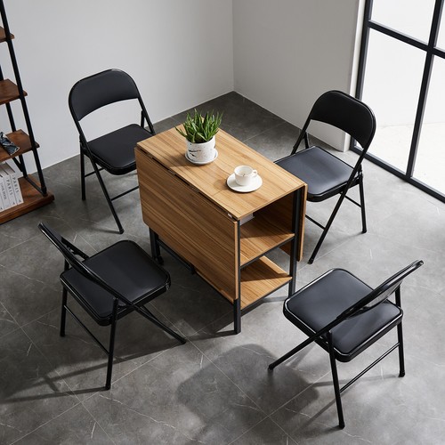 6-Pack Black Padded Fabric Seat and Back Portable Stacking Folding Chairs New - Picture 11 of 14