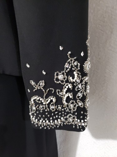 Sandra Darren Black Cocktail Dress & Blazer Suit Embellished Beaded Rhinestone 6 - Picture 21 of 24