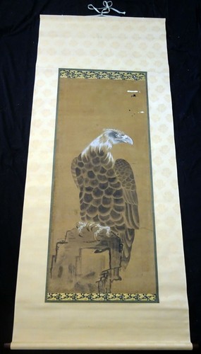 1850s Japanese Scroll Painting of a "Hawk Bird of Prey" from Samurai House (Fuj) - Picture 6 of 12