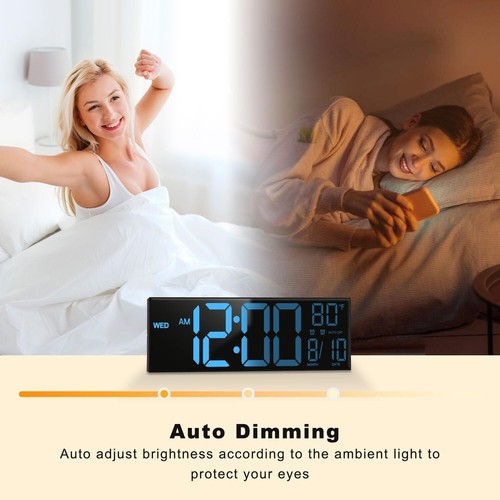 LED Digital Alarm Clock Wall Desk Alarm Remote Control Large Digital Display 16" - Picture 6 of 11