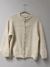 Chit Chat New Zeland Womens K It Lambswool Angora Cream Cardigan Buttons Sz M/L