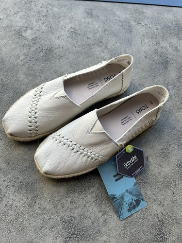 TOMS Clásico Cuero/Cuerda Alpargatas Zapatos Off White Mujer’s 8W Ortholite - Imagen 12 de 17
