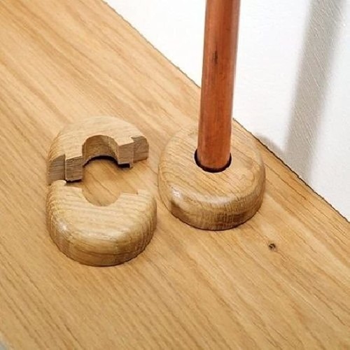 Collares de tubería de radiador x2 MADERA REAL, cubiertas cromadas 15 mm orificio hogar hágalo usted mismo Reino Unido - Imagen 2 de 11