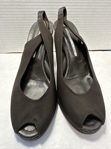 Donald J Pliner Women’s Brown Suede Wedge Slingback Peep Shoes 8.5N HHR-1 - Picture 2 of 4
