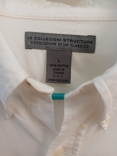 Le Collezioni Structure Shirt Mens L White Neutral Minimal Classic Preppy Chic - Picture 2 of 3