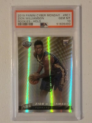 PSA 10 ZION WILLIAMSON #65/199 NBA ROOKIE 2019 PANINI CYBER MONDAY