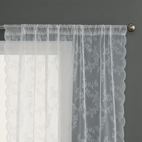 Lace White Gauze Yarn Curtains Bedroom Living Room Gauze Curtain Rod Pocket AU - Picture 7 of 13