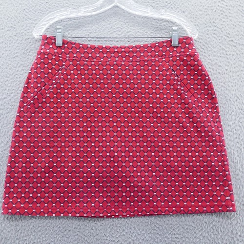 Talbots Womens Knit Tennis Skort Skirt Small Red Blue Stretch Cotton Pockets