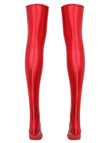 DE Wetlook Socken Damen Glänzend Strumpfhose Oberschenkel Hohe Strümpfe Clubwear - Bild 18 von 29