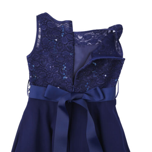 Kids Flower Girl Dress Wedding Party Bridesmaid Gowns Sparkle Sequined Dress - Picture 29 of 96