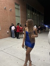 Blue Sequin Homecoming Dress