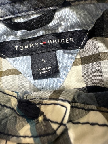 Tommy Hilfiger Boys Size 5 Plaid Button Up Shirt Blue White Multi EUC - Picture 3 of 5