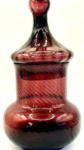 Vintage Purple Glass Apothecary Lolly Jar With Circus Tent Lid