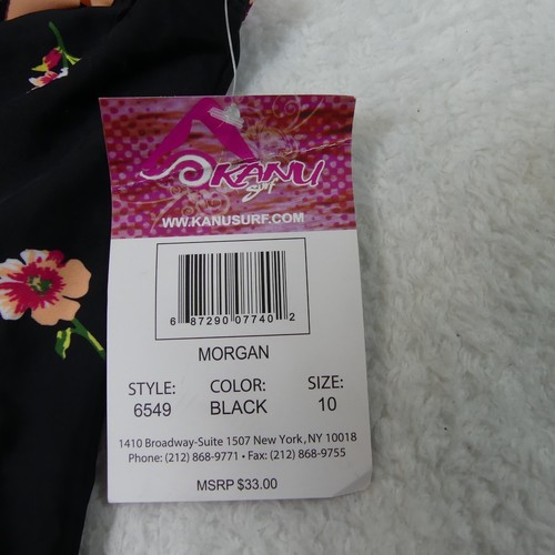 Kanu Surf Swimsuit Girls 10 Black Floral One Piece Ruffle 6549 - Picture 5 of 12