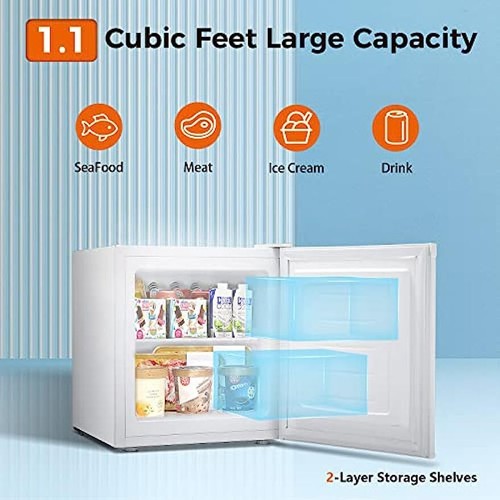 Mini Freezer 1.1 Cu.ft Compact Upright Freezer Removable Shelves Free Standing - Picture 5 of 7