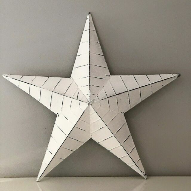 52cm White Washed Rustic Metal Amish Barn Star Hanging Wall Rustic Metal Amish Barn Star