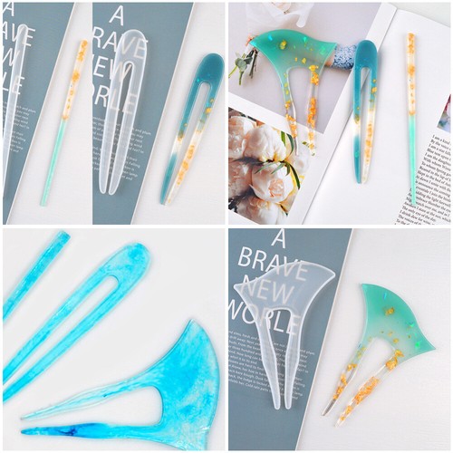 3PCS Hairpin Clear Epoxy Resin Casting Jewelry Clip Epoxy Epoxy Resin Hairpin - Imagen 10 de 12