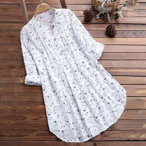 Damen Leinen Baumwolle T-Shirt Kleid Damen Casual Baggy Tunika Tops Bluse Plus Größe - Bild 13 von 15