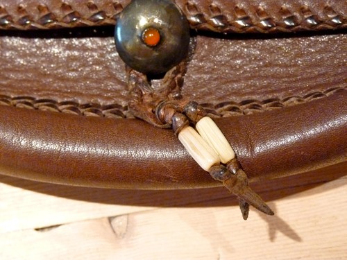 VINTAGE 1970er ""Skip"" Hepburn Handwerker Leder/Perlen Schultertasche & Münzbörse - Bild 5 von 10