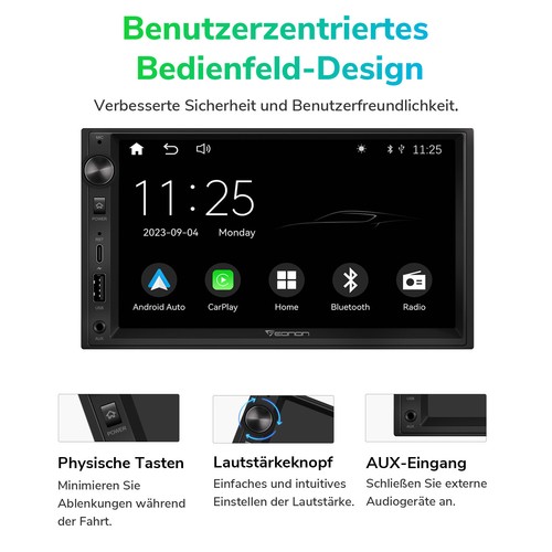 Eonon Doppel DIN 7" QLED Android Auto Autoradio CarPlay Bluetooth DSP Navigation - Bild 12 von 17