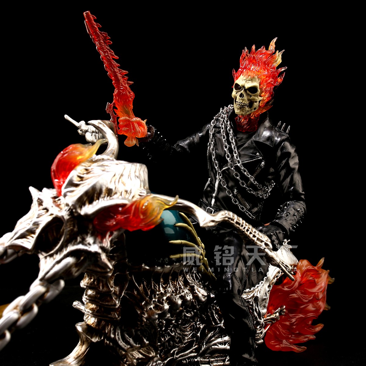 Ghost Rider Johnny Blaze 24cm*H Figure Statues Motorcycle Model