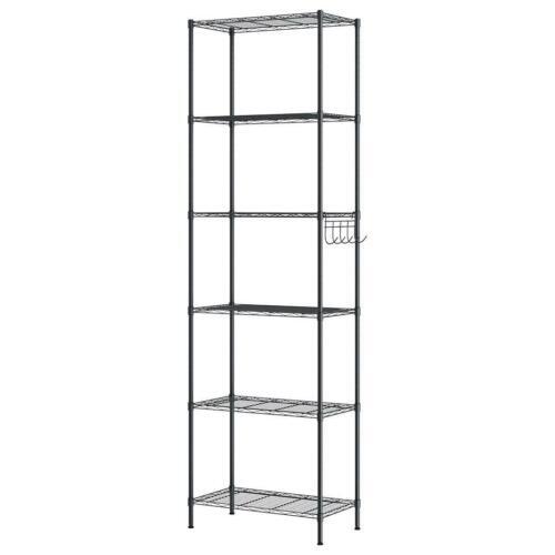 Regal hoch schmal Standregale,Lagerregal 6 Ablage Küchenregal Metallregal 4Haken - Bild 8 von 29