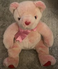 TY Beanie Buddies Romance Bear Plush Vintage Pink Red Heart Paws Soft Teddy