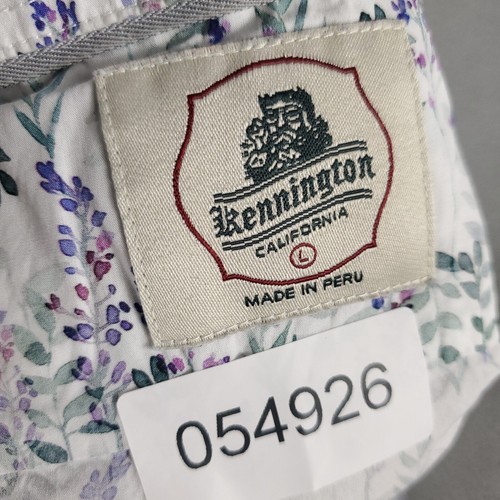 Kennington Shirt Mens Large White Green Floral Casual Button Up Short Sleeve - Picture 6 of 6