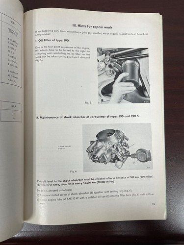 MERCEDES BENZ 190 210 220S SERVICE & MAINTENANCE MANUAL (1959) - Bild 11 von 16