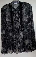 New York Co. 100 polyester multi-color geometric print l/s blouse Size Large