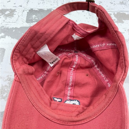 Vineyard Vines Hat Cap Strap Back Pink USA Flag Whale Logo Twill Faded Preppy - Picture 8 of 9