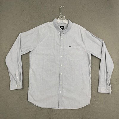 RIP CURL Shirt Mens 2XL Blue Oxford Long Sleeve Button Up Casual Dad Beach