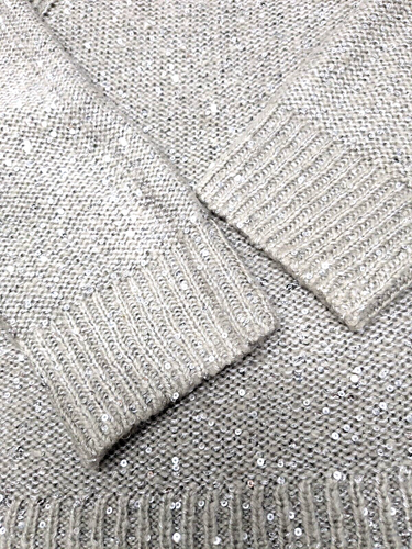 NYDJ Gray Silver Sequin Tunic Sweater Crewneck XL Long Sleeve Sparkly Party - Picture 10 of 17