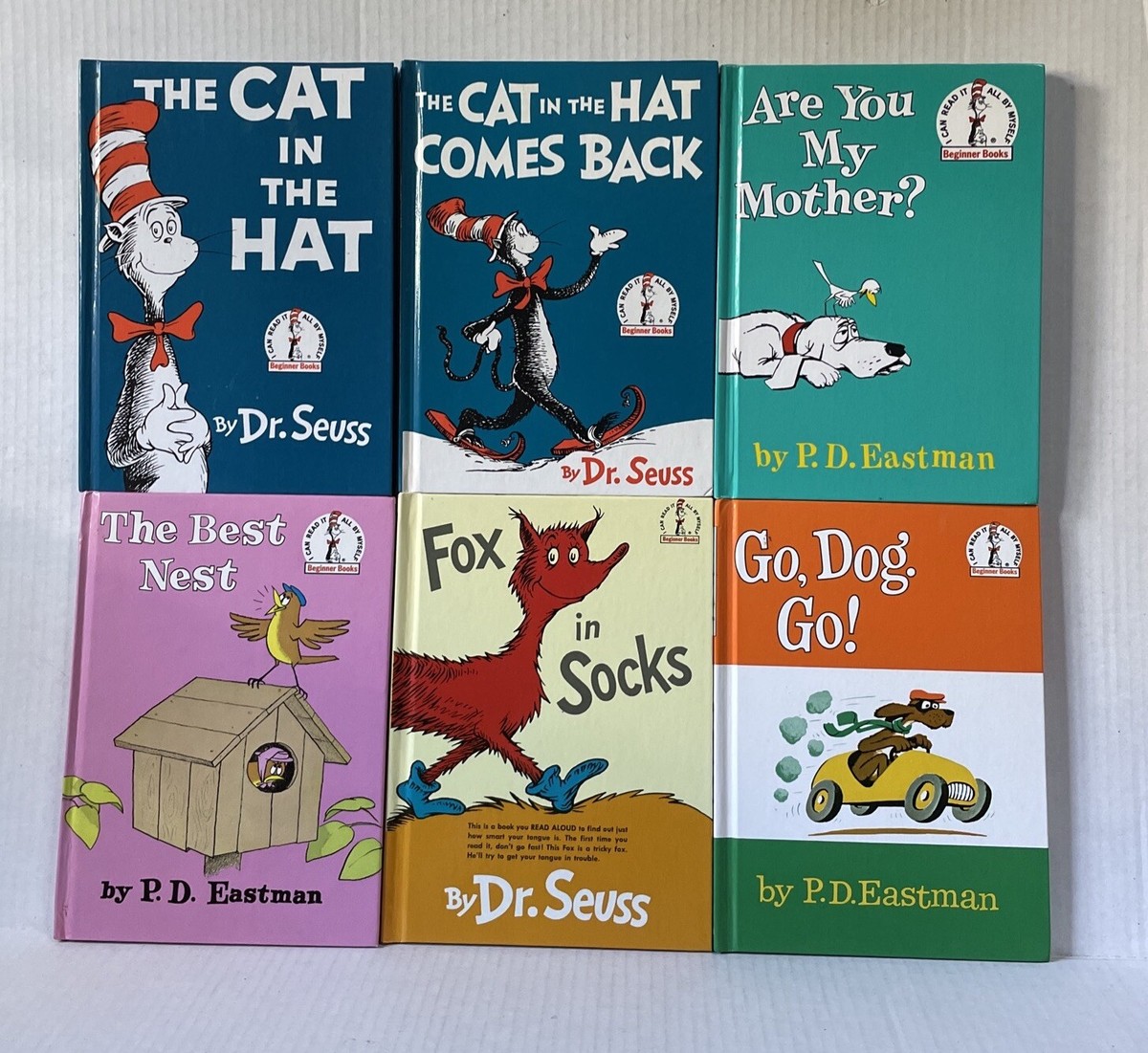 Lot of 6 Dr. Suess P.D. Eastman Books Cat In The Hat Fox In Socks